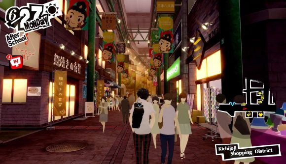 Joker and Mona walk around Kichijoji