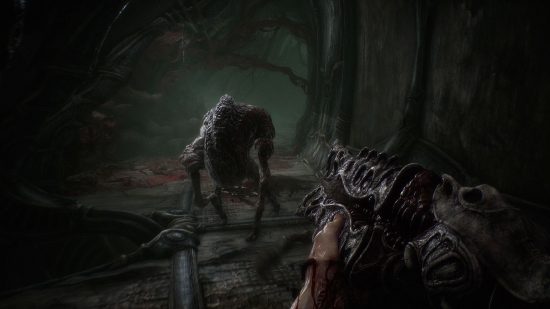Scorn Combat Tips: The player can be seen shooting some monsters