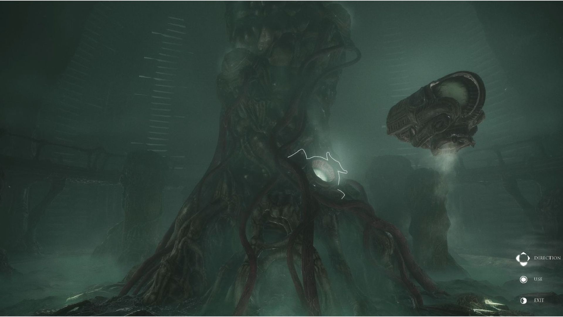 Scorn Puzzle Solutions: The large tower with the pods can be seen