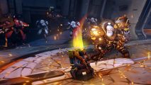Valorant to Overwatch 2 Sensitivity: Reinhardt can be seen performing a slam