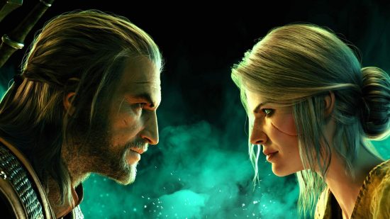 The Witcher multiplayer: Geralt looks into the eyes of a blonde-haired woman