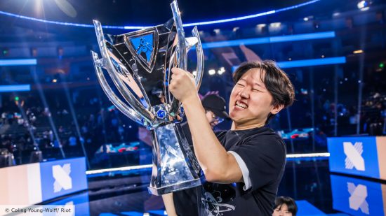 DRX LoL Worlds skins: League of Legends player Pyosik lifts the Summoners Cup at LoL Worlds 2022