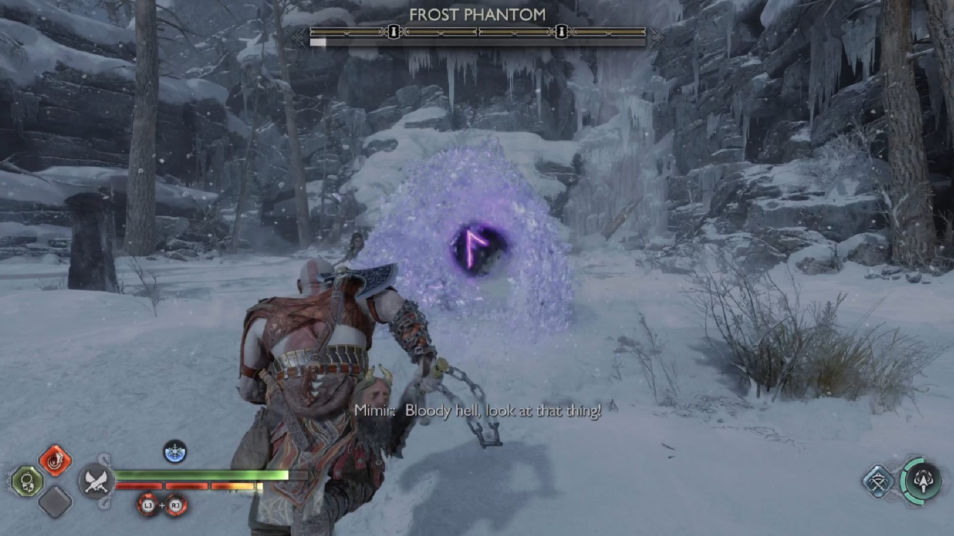 God of War Ragnarok Chaos Flame Locations: Kratos can be seen fighting a Frost Phantom