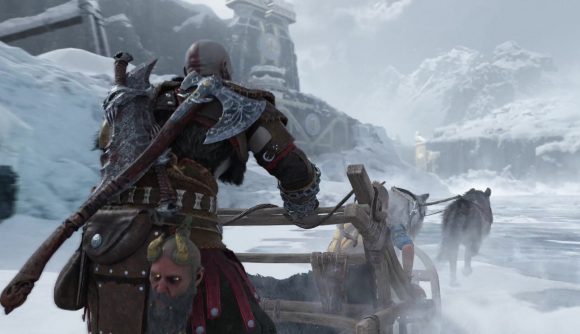 God of War Ragnarok New Game Plus: Kratos can be seen using the Sled