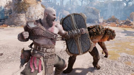 God of War Ragnarok New Weapons: Kratos can be seen using a shield