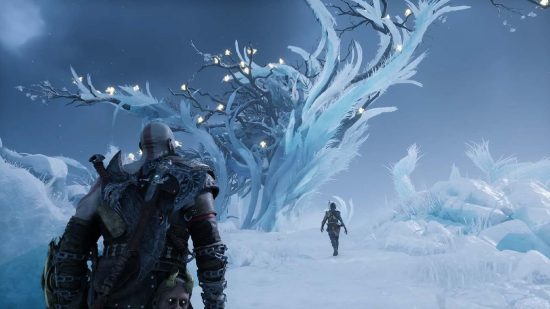 God of War Ragnarok Ravens Locations: Kratos and Atreus can be seen looking at the Raven tree