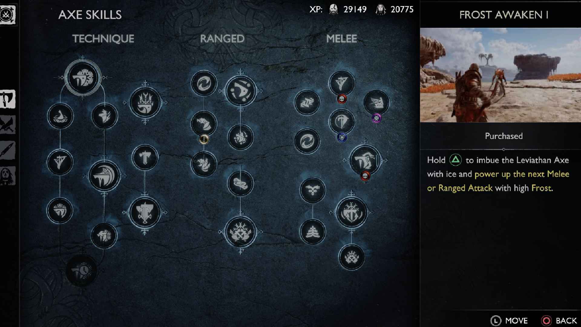 God of War Ragnarok Skill Trees: The Leviathon Axe's skills can be seen