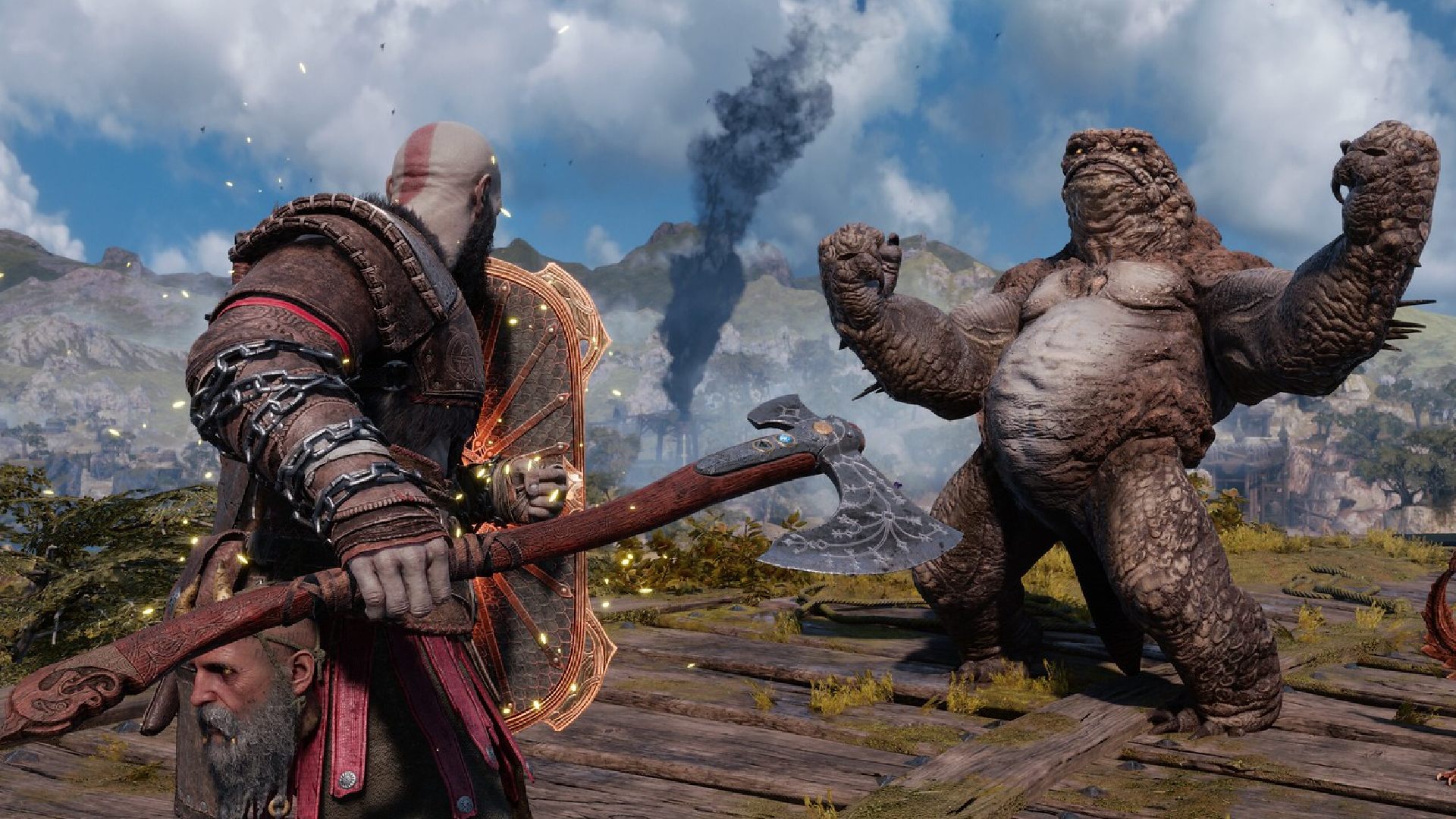 God of War Ragnarok Weapons: Kratos can be seen holding the axe