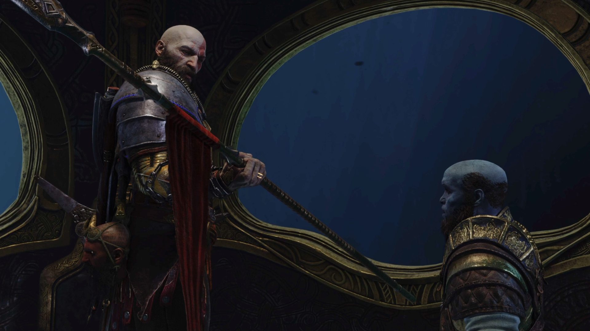 God of War Ragnarok Weapons: Kratos can be seen holding the Draupnir Spear