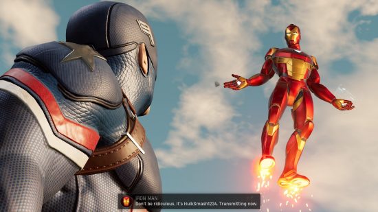 Marvel's Midnight Suns review: Iron Man talking to Captain America