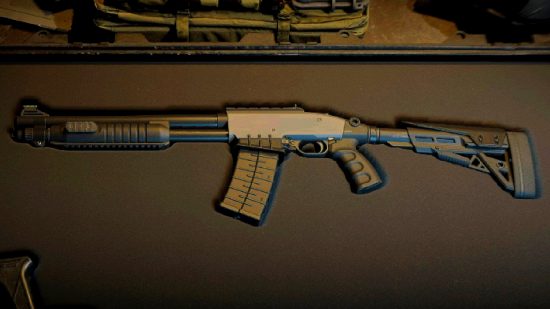 Modern Warfare 2 best shotgun Bryson 890: an image of the weapon in a crate