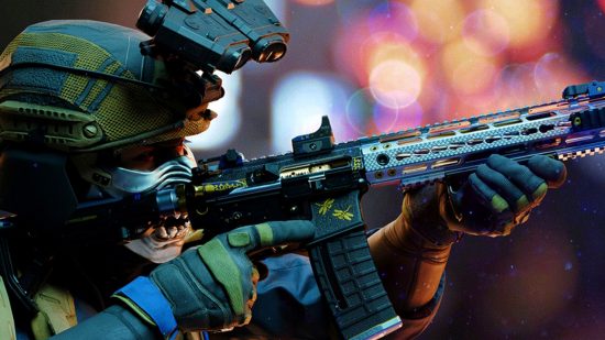 Modern Warfare 2 leak World Cup LTM uplink: an image of the Oni operator aiming a gun
