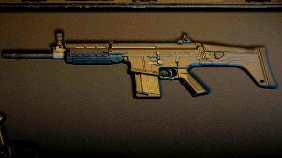 Modern Warfare 2 Taq V loadout: an image of the gun in a crate