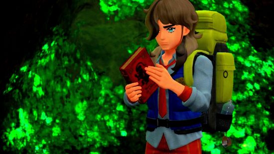 Pokémon Scarlet and Pokémon Violet release time: an image of a Pokémon trainer with a red book