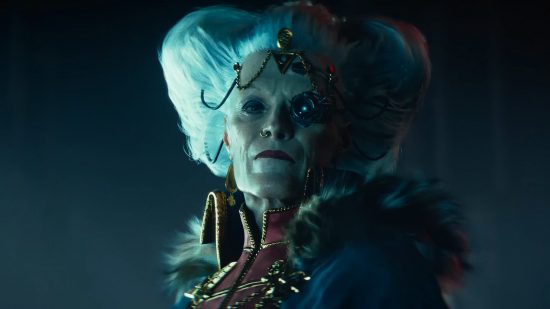 Warhammer 40K Darktide console release date: an old woman with a strange monocle