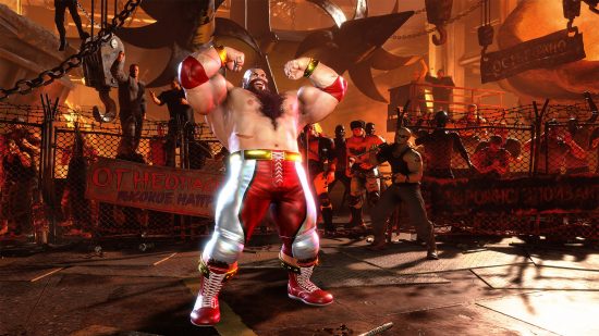 Street Fighter 6 characters: Zangief flexing his muscles.