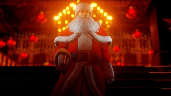Best Christmas video games: Agent 47 dressed as Santa from Hitman 3