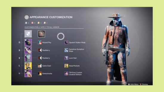 Destiny 2 Star Wars Cad Bane armor customisation: an image of the armour itself in-game