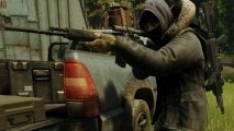 Escape From Tarkov event Flea Market Fees: a hooded man with a gun from the FPS extraction shooter Tarkov