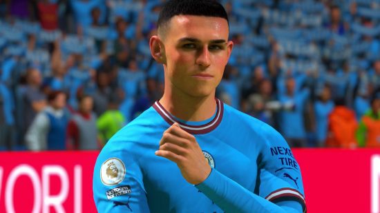 FIFA 23 lobbed driven through ball nerf: an image of Man City player Phil Foden in FIFA