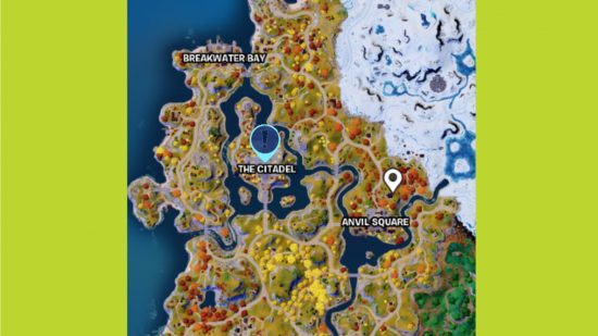 Comment battre The Ageless dans Fortnite: carte Fortnite Chapter 4 avec marqueur sur The Citadel
