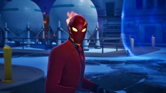 Fortnite Augments: Inferno looking towards the camera in Fortnite Chapter 4 trailer