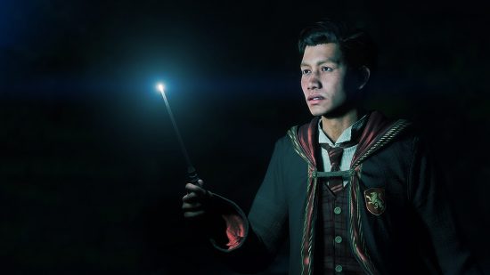 A wizard using dark magic in Hogwarts Legacy on PlayStation 5