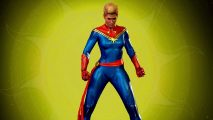 Midnight Suns Captain Marvel deck best: an image of Carol Danvers on a yellow background
