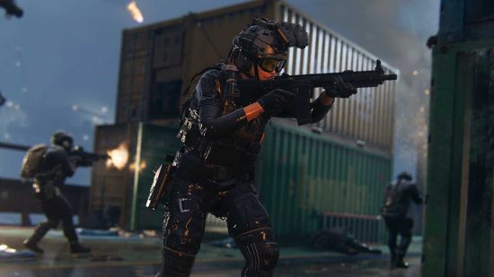 A MW2 operator on the Shipment map in Call of Duty Modern Warfare 2.
