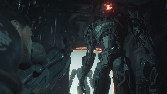 The Callisto Protocol Death Animations: A security robot can be seen with Jacob cowering in the corner