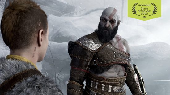 The Loadout's Game of the Year 2022 nominees: Kratos stares at Atreus in God of War Ragnarok