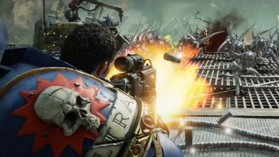 Warhammer 40K Space Marine 2 Release Date: A Space Marine can be seen shooting