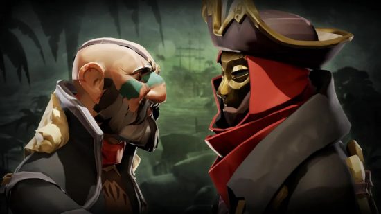 Best co-op games: Two pirates argue in Sea of Thieves.
