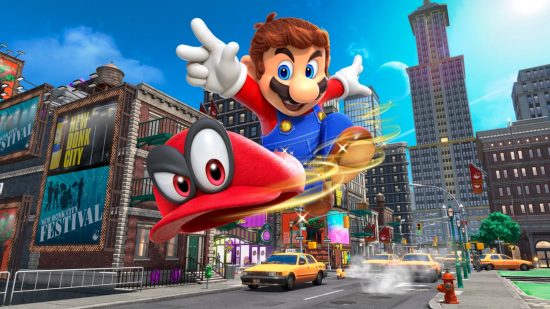 Best Switch co-op games: Mario chucks his hat, Cappy, forward