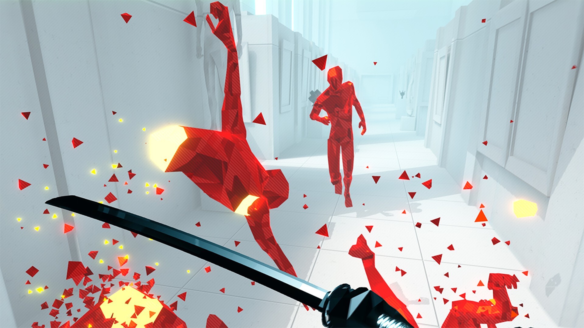 Best Switch FPS games: A player slices two red player sin Superhot