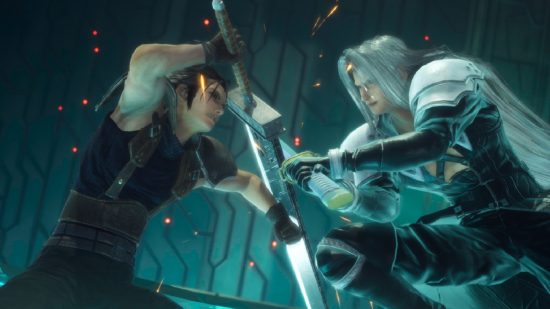 Best Switch RPG Games: Zack and Sephiroth fighting in Crisis Core Final Fantasy VII Reunion