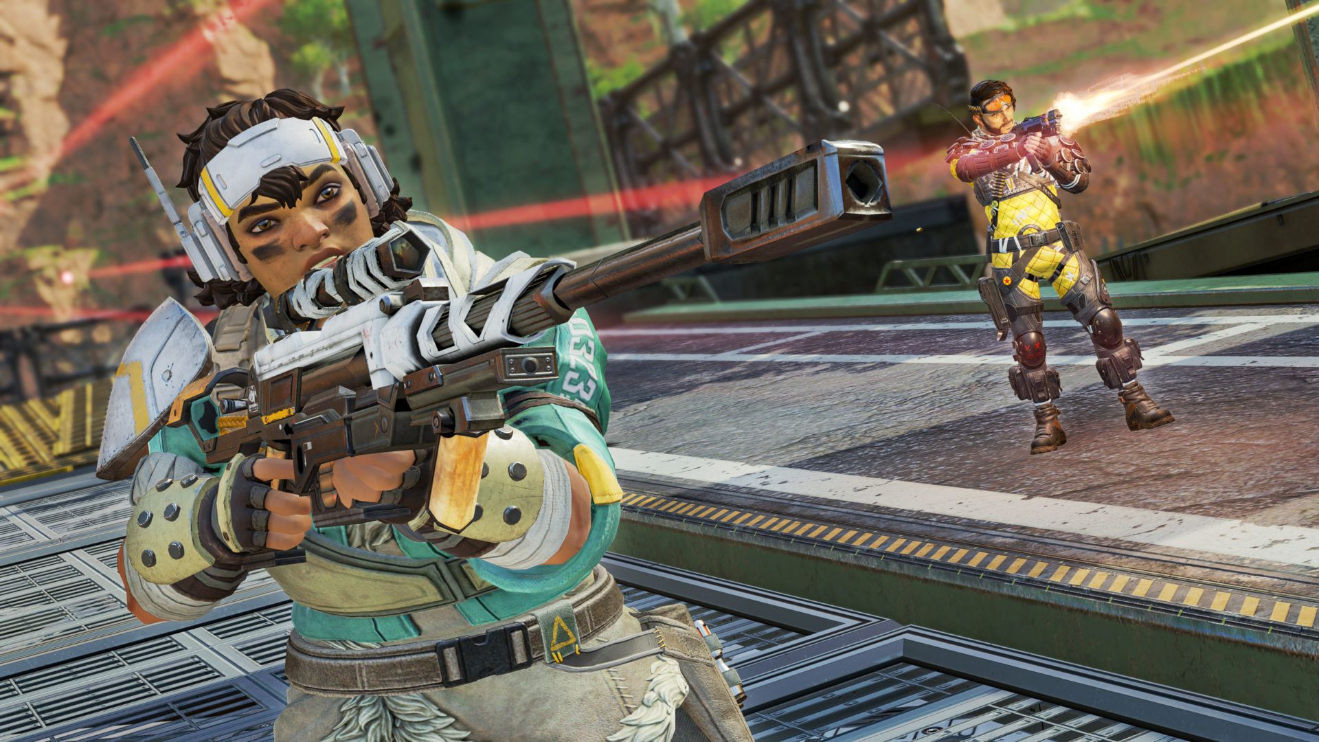 Best Xbox FPS games: Lifeline looks down the barrel of a sniper rifle in Apex Legends