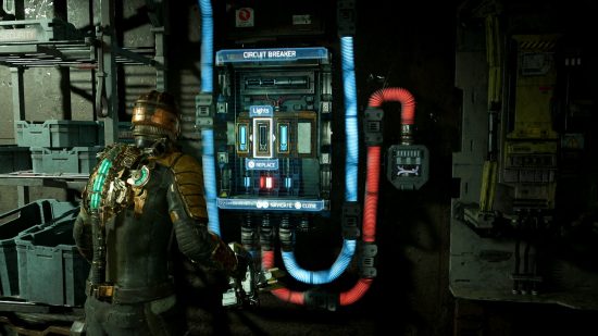 Dead Space remake review: an image of a circuit breaker in the horror video game