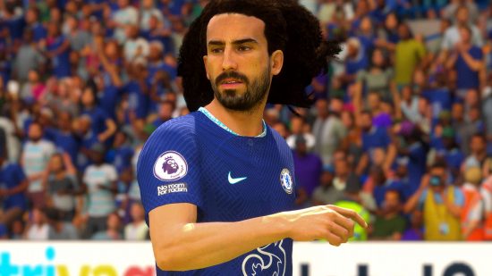 FIFA 23 prime gaming free packs TOTY XI: an image of Cucurella for Chelsea from the football game