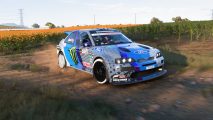 Forza Horizon 5 Ken Block: A Hoonigan rally car on a dirt road