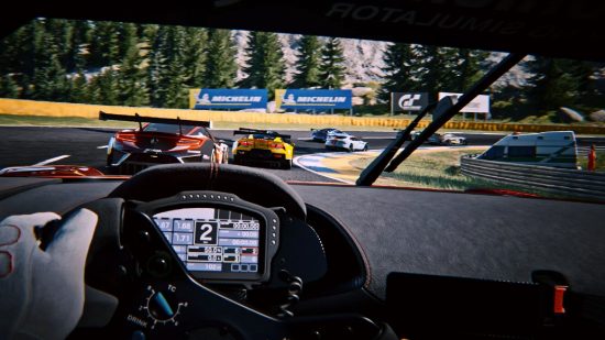 Gran Turismo 7 PSVR 2 release date: Driver's Point of View behind steering wheel during race