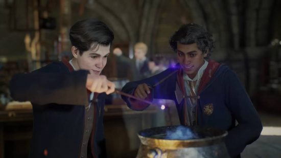 Companions making potions in Hogwarts Legacy