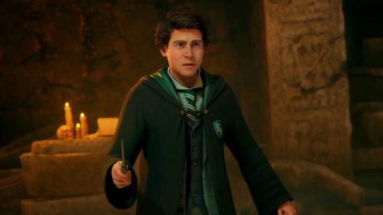 Hogwarts Legacy Harry Potter Harry Potter trophy list theory: an image of a Slytherin Student from Hogwarts Legacy