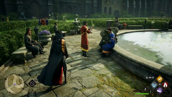 Hogwarts Legacy preview gameplay: an image of a courtyard from the new Harry Potter game