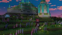 Minecraft Legends Multiplayer: A player can be seen in the Overworld