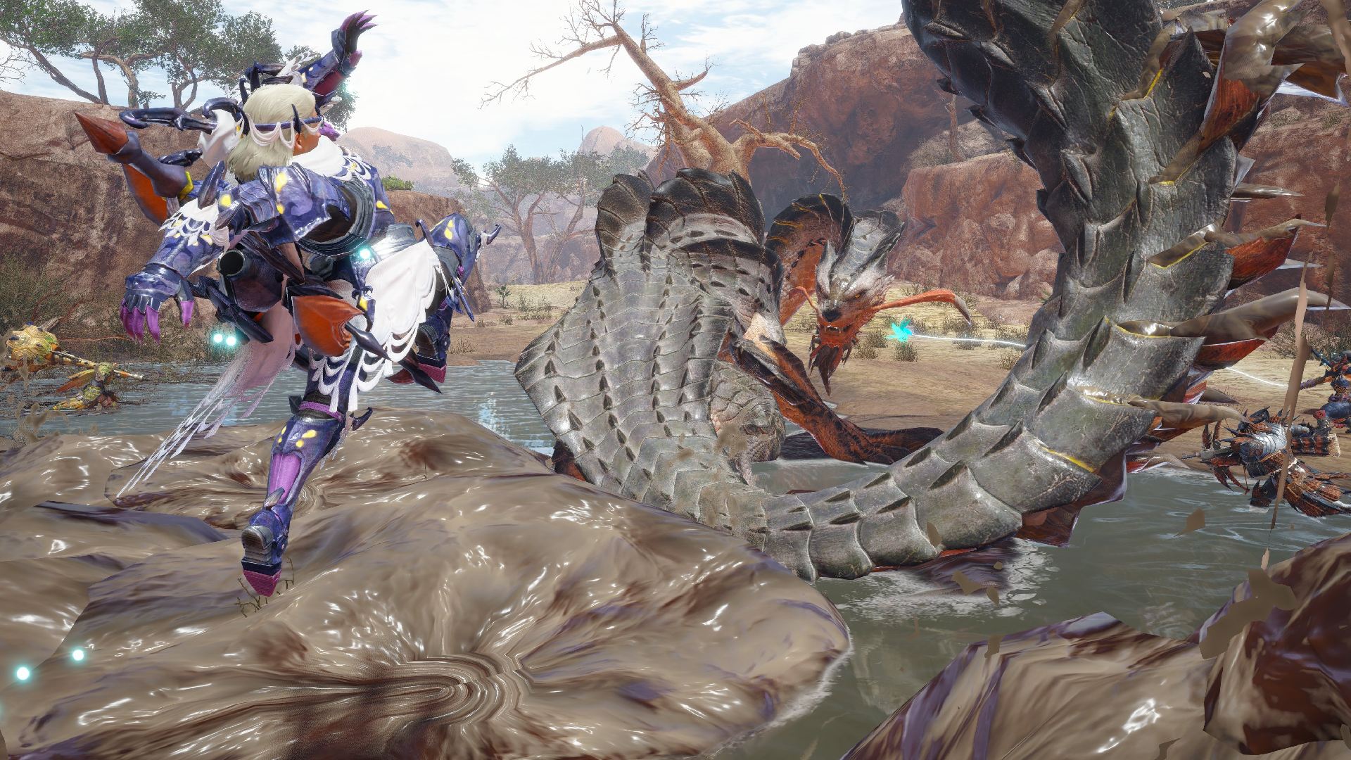 Monster Hunter Rise Review: A player can be seen jumping onto a monster using a Wirebug