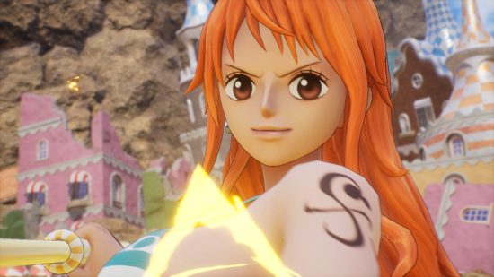 One Piece Odyssey Berries: Nami using a lightning attack