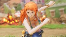 One Piece Odyssey Berry farming spots: Nami initiating an attack