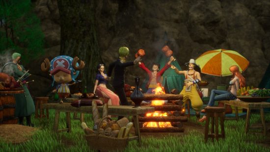 One Piece review PS5: the Straw Hats eating