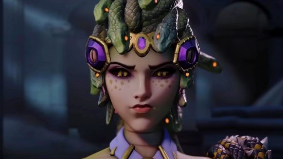 Overwatch 2 setting Cyberpunk 2077: an image of Widowmaker from the hero FPS game